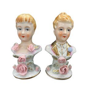 Vintage Ucagco Ceramics Bone China Victorian Couple Salt & Pepper Shakers